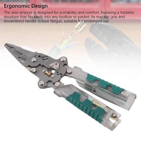 20 In One Folding Wire Stripper Pliers Multifunctional Electrical Tool With Voltage Tester And Dual Alarm for ergonomic use and portability.