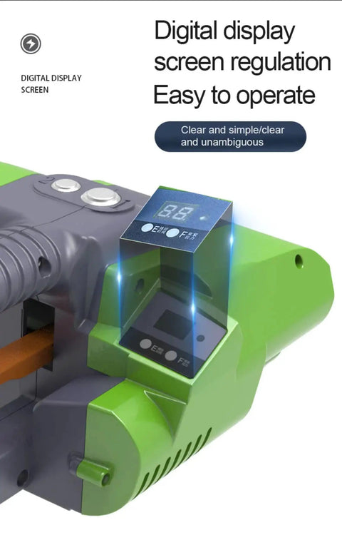 Rock Solid Electric Strapping Machine With LCD Display Rechargeable Battery For Pet And Pp Tape control panel showcasing digital screen.