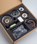 Box of parts for Fighter Turbofan Engine Model Kit That Actually Runs On Its Own Electric Motor 1/20 WS-15 Aircraft Engine