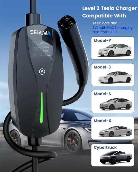 Straight Up Heavy Duty Nema 10 30 Level 2 EV Charger With Rock Solid Nacs Connector And Smooth 10 To 24 Amp Dial