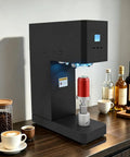 Heavy Duty Commercial Can Sealer Machine With LED Display And Intelligent Counting For Cafes Bars, adjustable height with red can on counter.