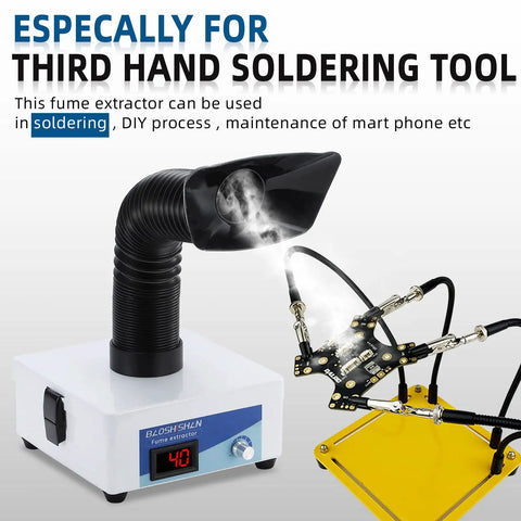 Compact Desktop Fume Extractor For Soldering And DIY Repairs With A 3 Stage Filter HEPA Plus Carbon Portable Smoke Absorber.