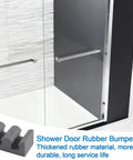 4-Piece Framed Silicone Shower Door Bumpers for Sliding Glass Doors, clear grey, durable design shown on glass shower enclosure