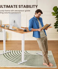 Ergear 63 Inch L Shaped Electric Standing Desk Adjustable Height Light Vintage Finish showcasing sturdy steel frame and lifting column