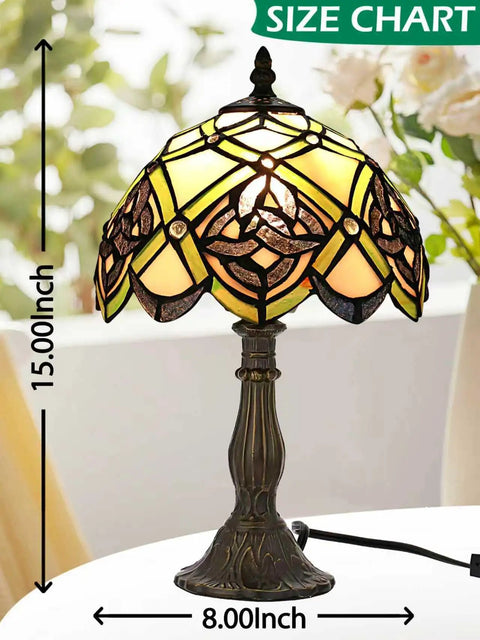 Irish Celtic Tiffany Style Stained Glass Table Lamp With 17500 Lumen Light, E26 Bulb Holder, Bronze Metal Base, Table View