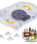 Refrigerator Lazy Susan Turntable Organizer 16.5 By 11 By 1.85 Inches Clear Plastic Tray With Suction Cups for fridge storage