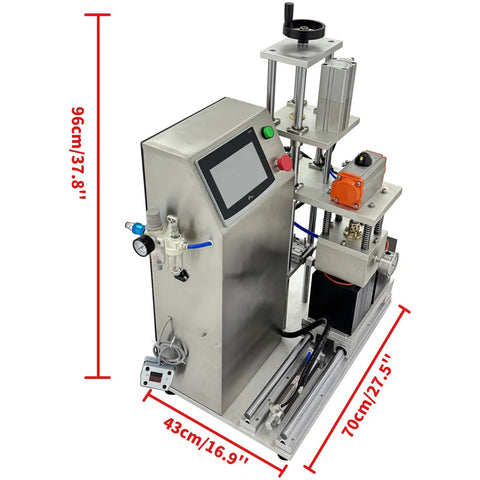 Top Shelf Semi Automatic Glass Jar Vacuum Capper And Tin Cap Sealer For 110V Home Kitchens, 96cm tall stainless steel machine.