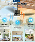 42 Inch Outdoor Ceiling Fan With Lights For Patios And Gazebos, IP65 Waterproof Rust Resistant With Remote, Installed on Patio