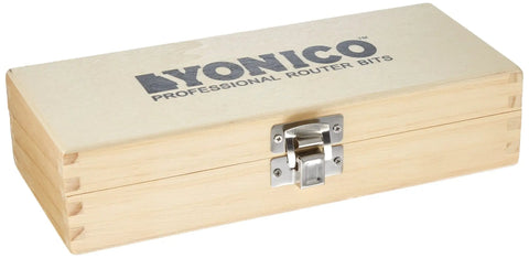 Straight Up Woodworking Essential Knockout Round Over Edge Router Bit Set Featuring Top Shelf Tungsten Carbide Blades storage box with metal latch.