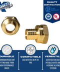 10 Piece PEX To 1-Inch Female NPT Brass Crimp Adapters Set Lead Free NSF Certified Full Port shown with certifications