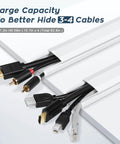 Ultimate TV Cord Hider Kit For Wall Mounted TVs, 62.8 Inch PVC Cable Concealer in white with various cables inserted