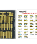 Solid Thirty Piece Gun Cleaning Rod Fitting Adapters With Hella Compatible Threads Slick Male To Female Thread Converters For Rifle Pistol Brush Couplers Killer Range Day Setup in a plastic case