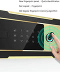 Person using the fingerprint scanner on a Black Electronic Safe With Fingerprint Lock For Home, Office, And Wall Mount Cabinets, Hidden Safe Box.