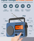 Person tuning Portable AM FM Shortwave Radio With NOAA Weather Alert, 4000mAh Rechargeable Battery, Big Speaker, Digital Tuner