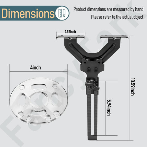 Rock Solid Router Edge Guide For Knockout Precision Cuts On DeWalt Fixed Base Compact Tools and Porter Cable Sub Bases With Zero Friction Tracking; dimensions shown.