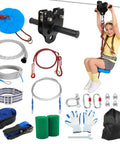 Backyard Zip Line Kit For Kids And Grownups Up To 400 Lbs Quick Tighten Zipline With Rust Proof Removable Trolley Spring Brake