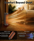 Portable Space Heater With Remote Control, 17 Inch 1500W PTC Ceramic Heater in bedroom with visual airflow