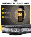 American Flag Pattern Rooftop Strobe Beacon Bar With Controller For Construction Vehicles And Work Trucks White Amber LED Emergency Warning Light Snowplow Patented Design shown on vehicle roof, emphasizing 360° light visibility.