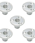 5Pcs M12 Brad Hole Tee Nuts Zinc Plated Carbon Steel 3 Hole Round Base Screw In T Nuts For Wood Furniture Flange Insert Female Thread Hardware