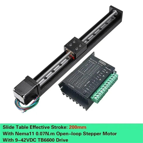 Slick Xyz Axis Motorized Slide Table T Type Linear Guide Rail Stage with electric Nema11 stepper motor and drive kit.