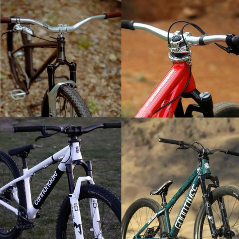 Beefy 35 MTB Handlebar With 800mm Width And 38mm Rise 35mm Clamp Aluminum Alloy Chrome Finish on various bike frames