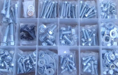 250 Piece Heavy Duty Fastener Kit with flange bolts, lug nuts, fender washers in poly storage box for Honda TRX 250R ATC250R