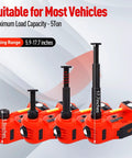 Electric Car Jack 5 Ton 12V Floor Hydraulic Lift With Built In Tire Pump Dual Motors Fast 17.7 Inch Lift Auto Stop Self Locking Stand
