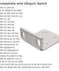 Heavy Duty One U Rack Ears Compatible With Ubiquiti Switch 16 24 48 Series, silver steel bracket with mounting holes.