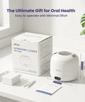 Ultrasonic Retainer Cleaner With UV Light And 45KHz Cleaning Pod, 4 Modes, Detachable Design For Invisalign, Aligners, Night Guards, Mouth Guards, And Dentures, Pro Grade Home Care on countertop with packaging.