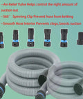 16 Ft Universal Vacuum Hose Extension Kit With Six Adapters For Home Shops And Tools Dust Collection Hose Fits Most Major Brand Vacuums One Quarter Inch To One Half Inch Connections Silver Gray displayed with coiled hose and adapters
