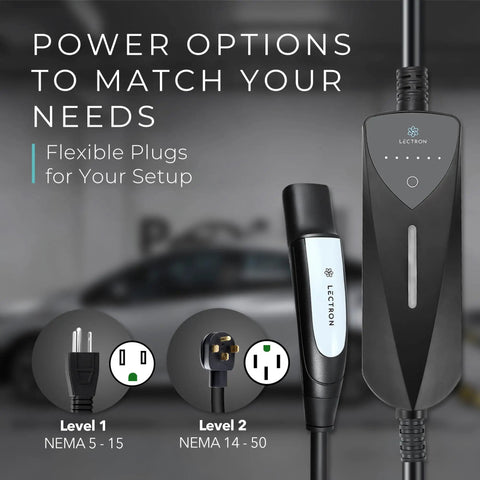Dual Level Portable EV Charger For All NACS Vehicles, Adjustable 8A To 40A Charging With NEMA 14-50 And 5-15 Plugs