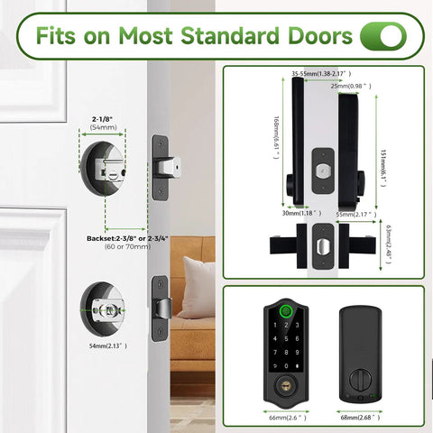 Fingerprint Smart Door Lock Set With App Control And Keyless Entry Bluetooth Touchscreen Keypad Deadbolt Auto Lock