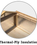 Detailed view of thermal-ply insulation in the Elevated Cedar Cat House, showcasing its insulated walls for cozy outdoor use.