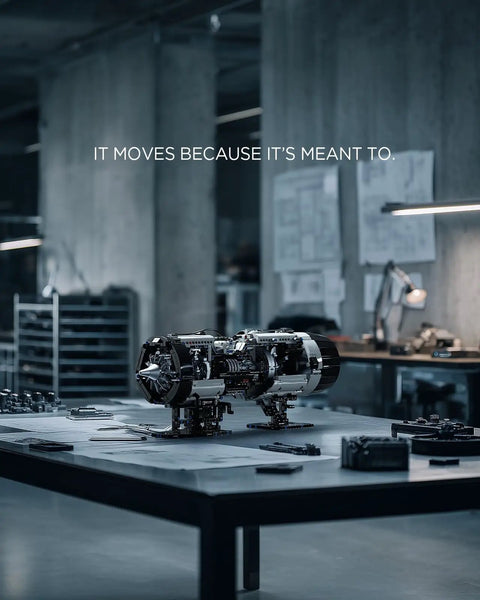 Turbofan Engine Building Set For Adults Hands On Engineering Challenge Model With 2216 Pieces Semi Exposed Gears And Crank Driven Motion A Physics Project And Eye Catching Display Piece on a table
