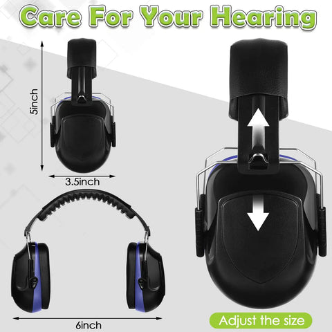Four Pack 28dB NRR Ear Muffs Noise Reduction Hearing Protection For Shooting, Foldable Adjustable Earmuffs In Red And Blue
