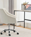 Soft Velvet Office Chair With 360 Degree Swivel And Height Adjustable Desk Chair Cushioned Seat Backrest And Armrests White