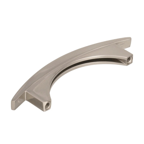 Satin Nickel 3 Inch Center To Center Cabinet Pull from Essential Z Collection showing underside view with mounting holes.