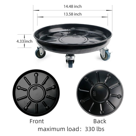Heavy Duty Plant Caddy With Universal Wheels 3 Pack Black Round Plant Stand Trolley dimensions and weight capacity details
