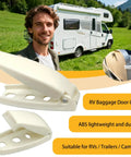 RV Baggage Door Catch Clips Latch For Camper Trailer And Motor Home White Rounded Compartment Door Hold Open Clip Set.