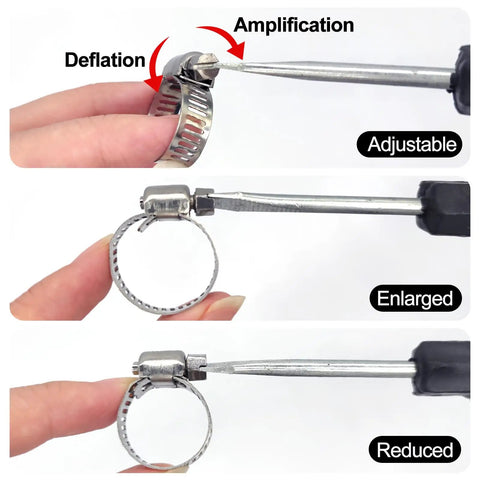 Adjustable stainless steel clamp from 3/8 Inch Hose Repair Kit with Brass Barb Splicer Connectors and 6 Stainless Steel Clamps