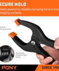 Heavy Duty Nylon Spring Clamp Set With Adjustable Jaw Pads, showing close-up of clamp with secure grip and pivoting pads
