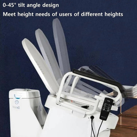 Top Tier Electric Toilet Seat Lifter With Adjustable Secure Arm Support And Built In Warm Dryer For Seniors Heavy Duty Real Deal Handles 330 Pounds With Zero Stress Daily with 0-45° tilt design.