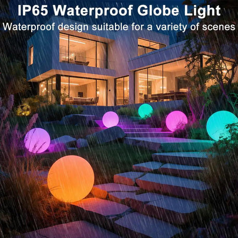 14 Inch LED Ball Light Outdoor Indoor Globe Lamp With Remote Rechargeable Dimmable RGB Color Changing Waterproof Orb For Garden Yard