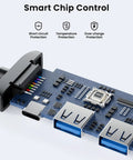 Internal view of Beast 7-in-1 USB C Hub Dock For Laptops With Dual 4K HDMI 60Hz showing smart chip control and USB 3.0 ports.