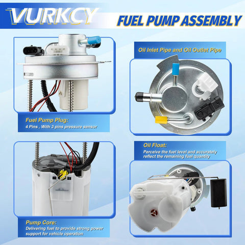 Electric In-Tank Fuel Pump Module Assembly For 2007-2008 Chevrolet Silverado 1500 And GMC Sierra 1500 V8 4.8L 5.3L 6.0L 6.2L Replace E3747M FG1058 Aftermarket Fuel System Upgrade