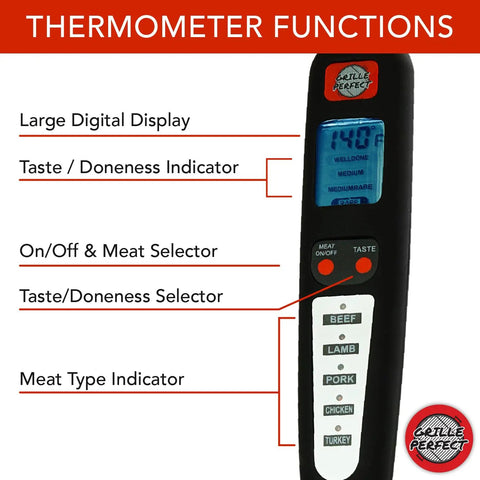 Digital Meat Thermometer Fork For Grilling And BBQ With Fast Read Probes displayed with large digital screen and selectors