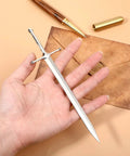 Holding Vintage Sword Style Letter Opener For Envelopes And Mail With Slick Precision Slitter And Ergonomic Silver Handle