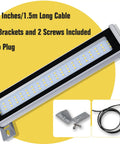 Industrial LED Tube Light For CNC Machines, 20W Uplight Work Lamp with cable, brackets, screws, no plug