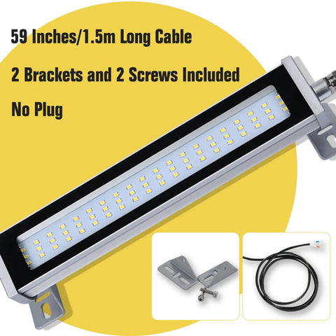 Industrial LED Tube Light For CNC Machines, 20W Uplight Work Lamp with cable, brackets, screws, no plug