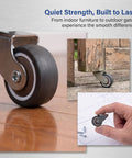 2 Pack Low Profile Anti Sag Caster Wheels Featuring Slick 360 Degree Swivel Action And Hassle Free Door Support Rollers For Smooth Furniture Gliding on wooden floors.